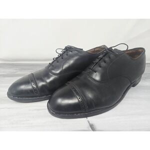 VINTAGE Alden 901 Perforated‎ Cap Toe Calfskin Oxford Shoes Black USA Men's 8.5